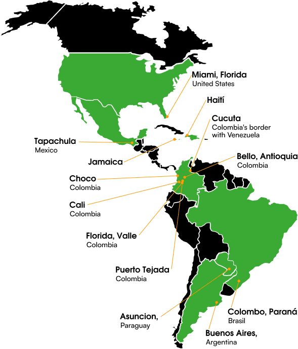 FutbolTech global impact map — 8 countries served