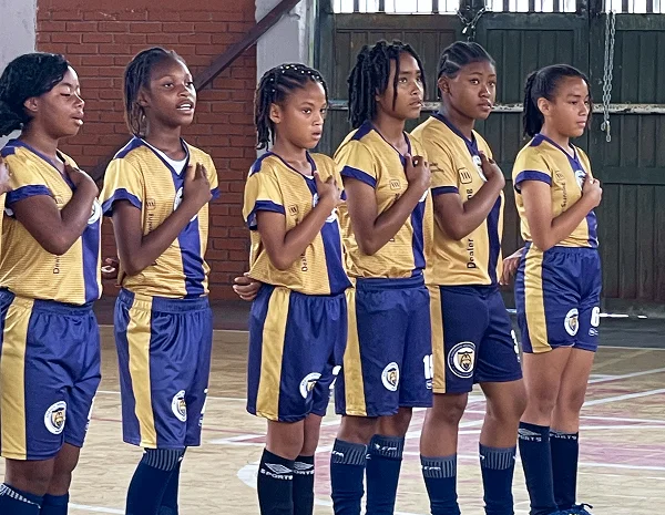 Girls playing soccer